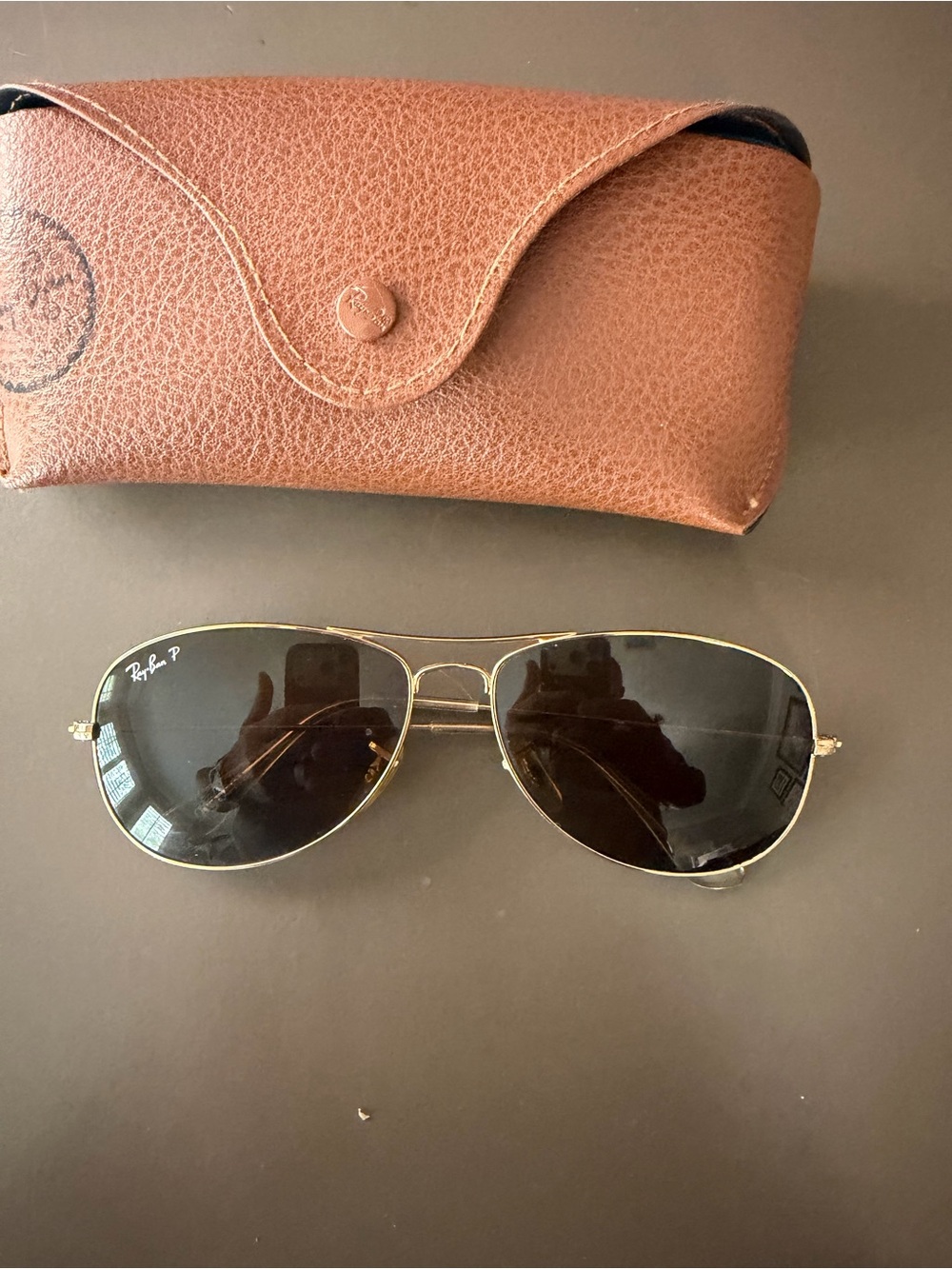 Ray-Ban Gold Frame Sunglasses with Black Lenses